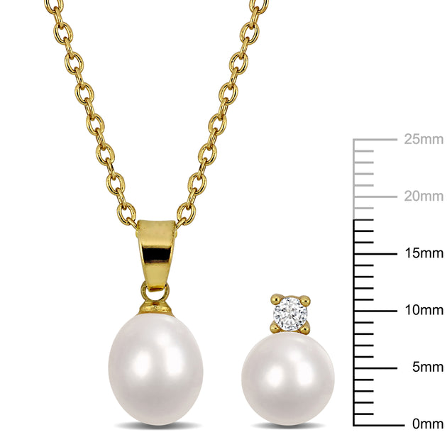 Mimi & Max Pearl Necklace and Earring Set Brass 7