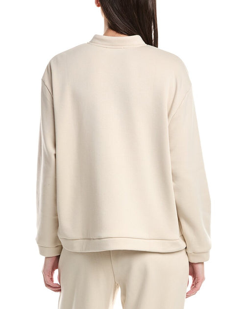 Natori Nova Cozy Brushed Knit Everywhere Zip-Up Top Beige Large 3