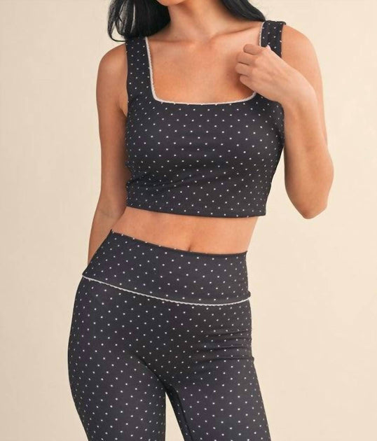Kimberly C Polka Dot Print Crop Tank Bleu Medium 4