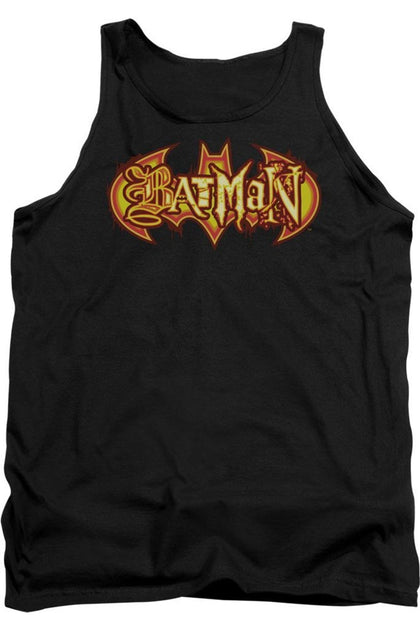 Gildan Batman Fiery Shield Tank Top Black Small 2