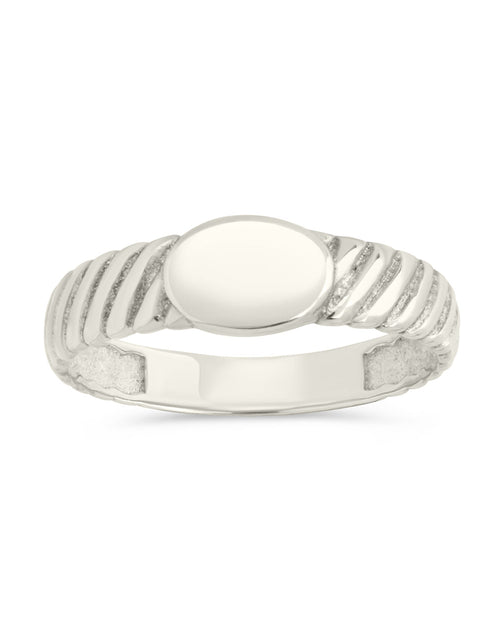 Sterling Forever Dixie Ribbed Signet Ring Silver US 6 2
