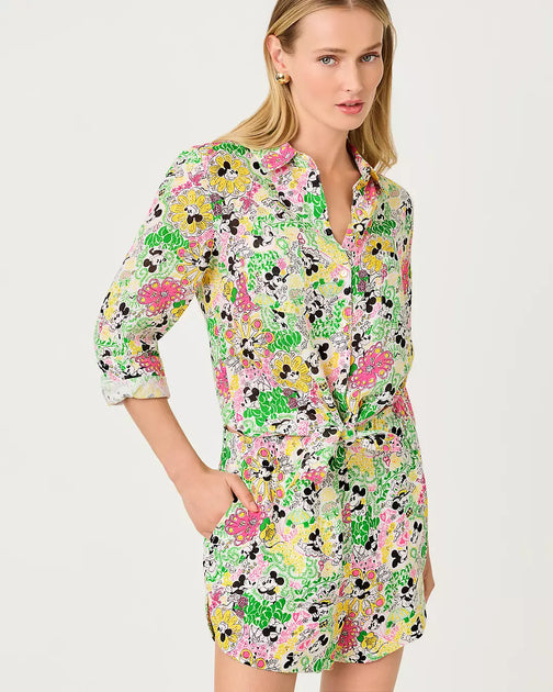 Lilly Pulitzer Sea View Linen Button Down Shirt Multi XXS 6
