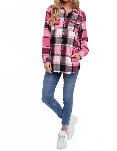 BluIvy Flanell Karo Shacket Pink Medium 2