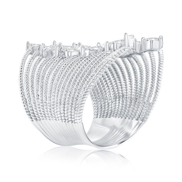 Suzy Levian Cubic Zirconia Open Ring Silver US 8 3