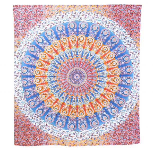 Hivvago Mandala Hanging Tapestry Orange Blue Yellow 92x84 3