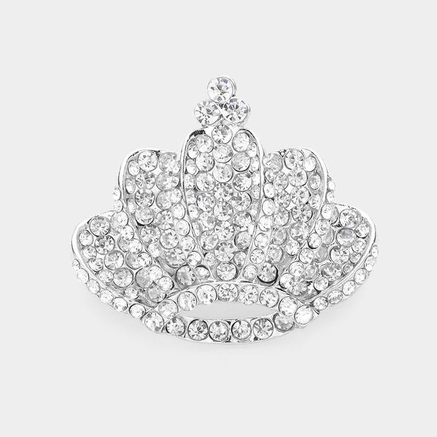 FASHNZFAB Crown Crystal Rhinestone Pin Brooch Red One Size 2