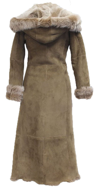 Infinity Toscana Sheepskin Hooded Trench Coat Grey Large 4
