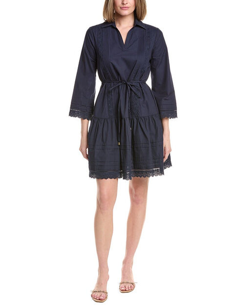 Julia Jordan Poplin 3/4 Sleeve Mini Dress Blue Medium 2