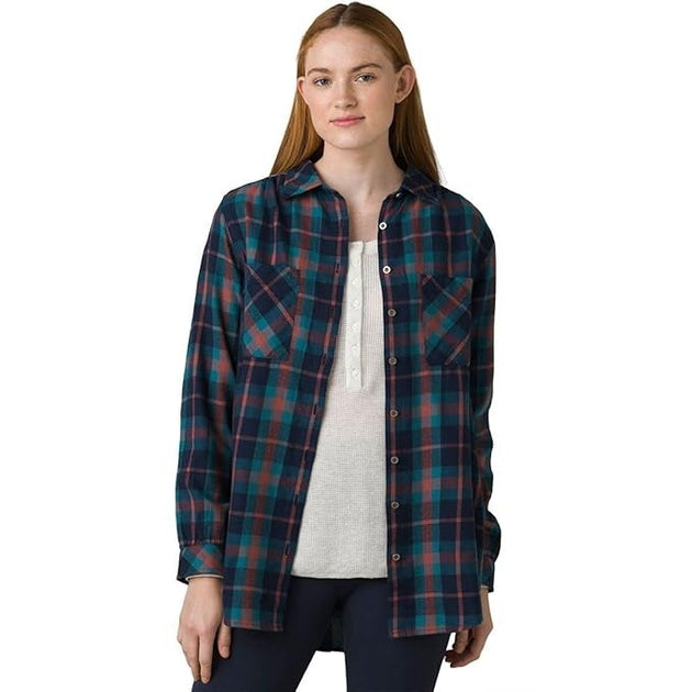 prAna Beezly Flannel Shirt Blue Plaid XSmall 3