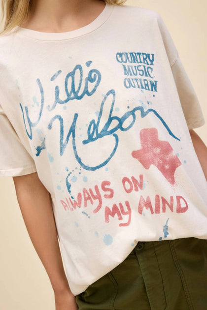 DAYDREAMER Willie Nelson Always On My Mind T-Shirt Beige Medium 4