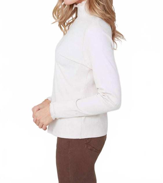 Renuar Oyster Mock Neck Top White XS 3