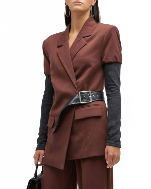 WeWoreWhat Rib Sleeve Blazer Red Large 3