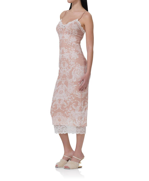 AFRM Nissa Mesh Slip Dress Beige Large 4