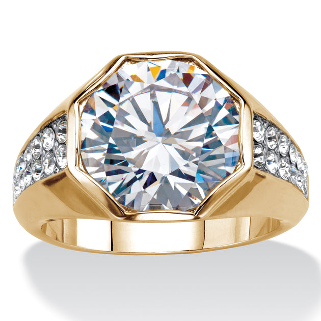 Palm Men's 6 TCW Cubic Zirconia Octagon Ring Gold-Plated US 13 2