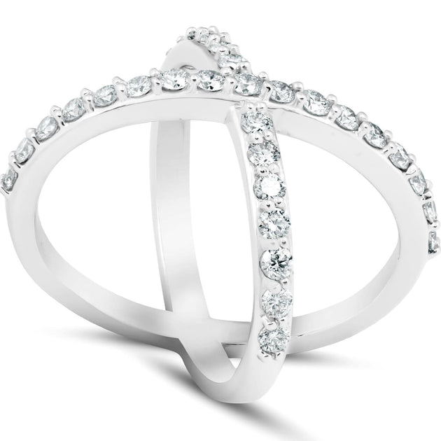 Pompeii3 1 Ct Diamond X Ring White Gold US 5 3