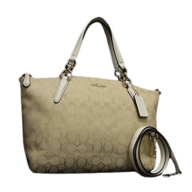 Coach Canvas Leather Handbag Ivory Small 2