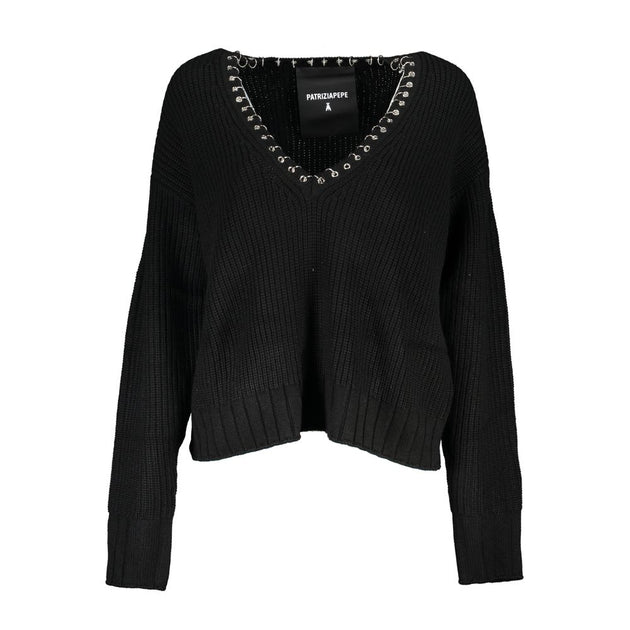 Patrizia Pepe Women V-Neck Sweater Black Small 2