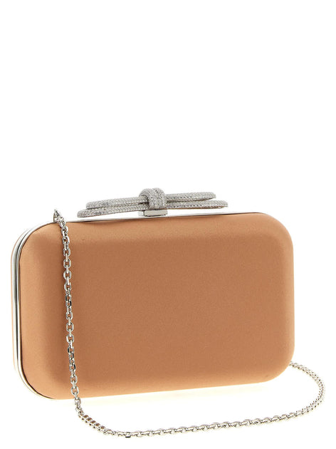 Mach & Mach Double Bow Satin Clutch Beige One Size 3