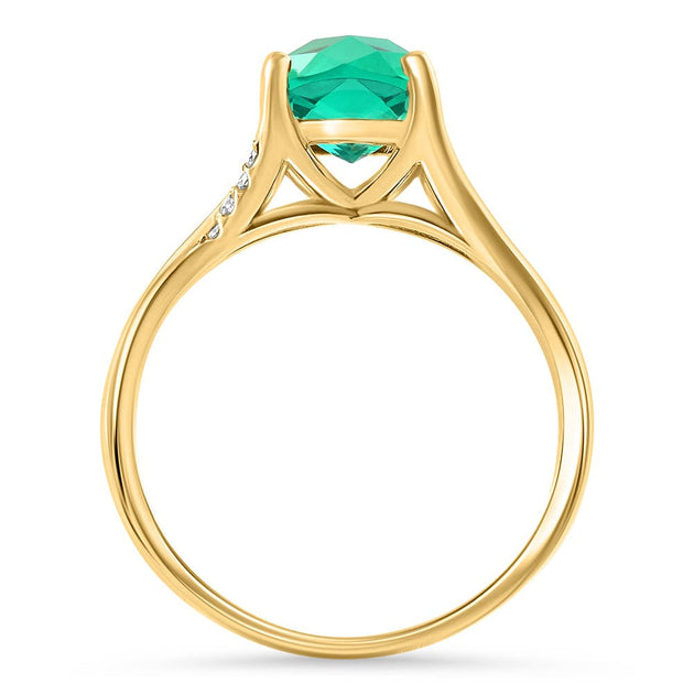 Pompeii3 Cushion Emerald and Diamond Ring 10k Gold Multi US 4.5 3
