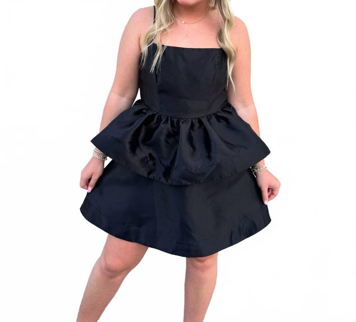 B.right Karli Tiered Ruffle Bubble Mini Dress Black Small 2