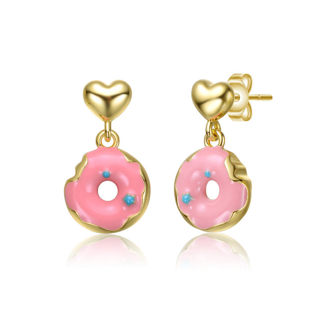 GigiGirl Heart Donut Charm Earrings Pink One Size 2