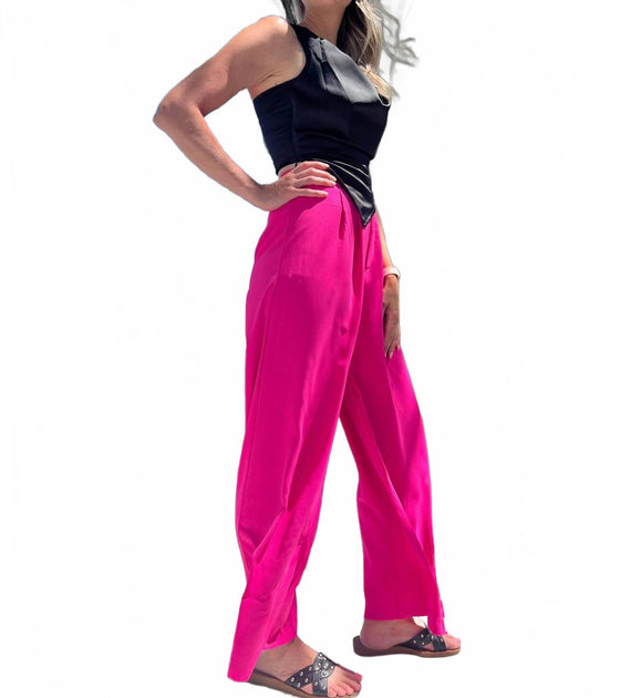 GLAM To Attention High-Waisted Pants Pink Small 3