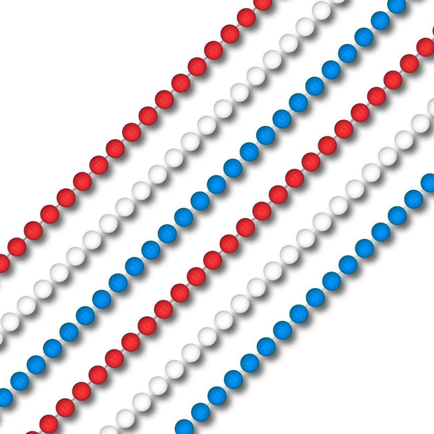 Blinkee Smooth Round Opaque Bead Mardi Gras Necklace Red White Blue 2