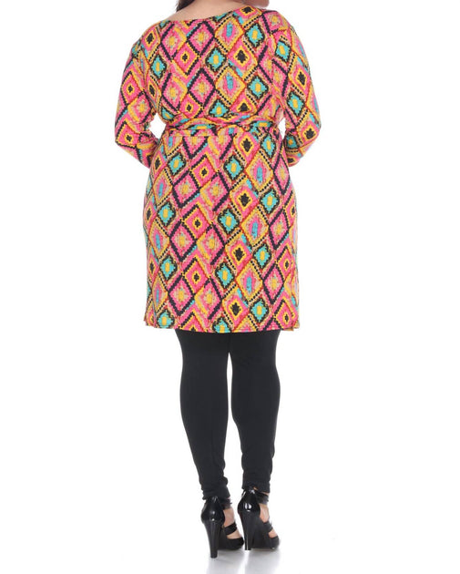 White Mark Wrap Dress Multi 3X 4