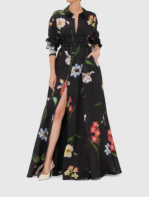 LEO LIN Josephine Maxi Dress Blue US 4 4
