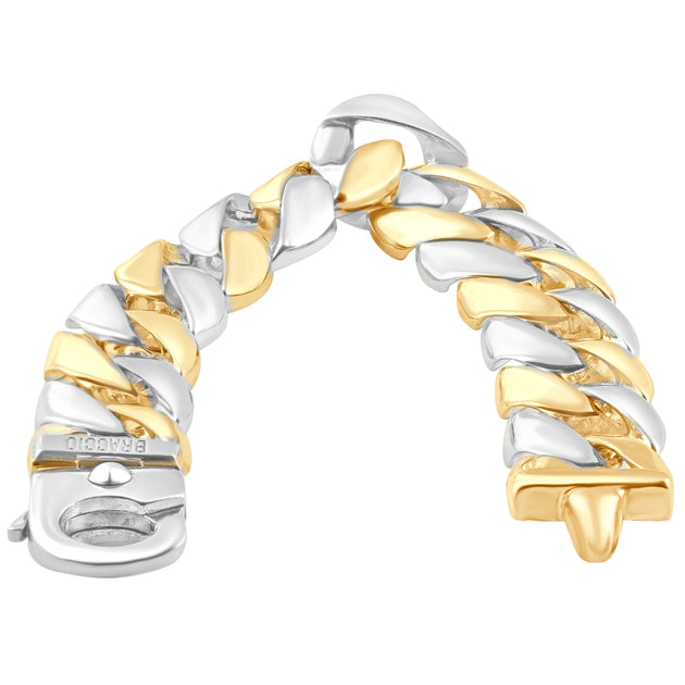 Pompeii3 Men's Rounded Heavy Cuban Link Bracelet Gold/Platinum 9.5" 4