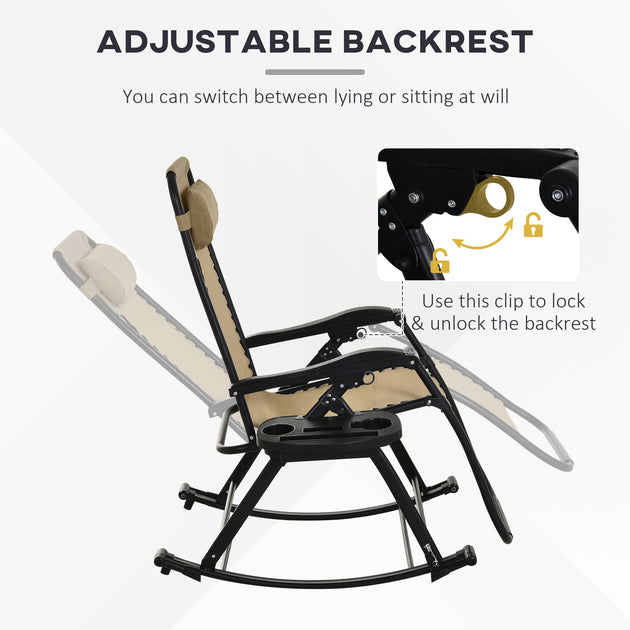 Streamdale Zero-Gravity Folding Rocking Chair Black 5