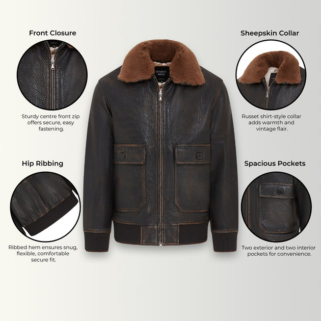 Infinity G-1 Pilot Bomber Jacket Brown XXL 4