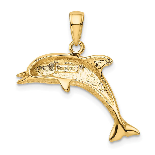 Diamond2Deal Jumping Dolphin Pendant Yellow Gold 5