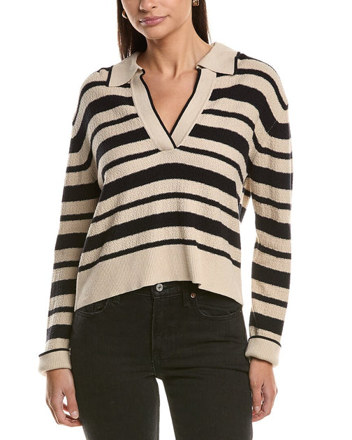 SIMKHAI Miller Silk-Blend Polo Sweater Brown XS 2