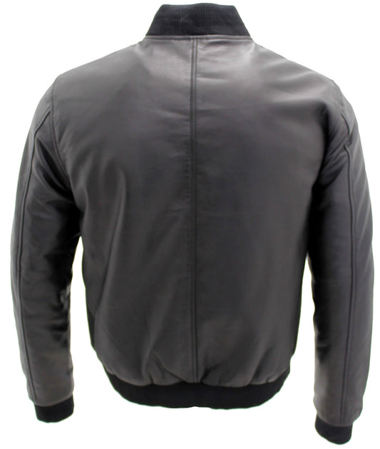 Infinity Mens Varsity Classic Leather Bomber Jacket Brown XLarge 4