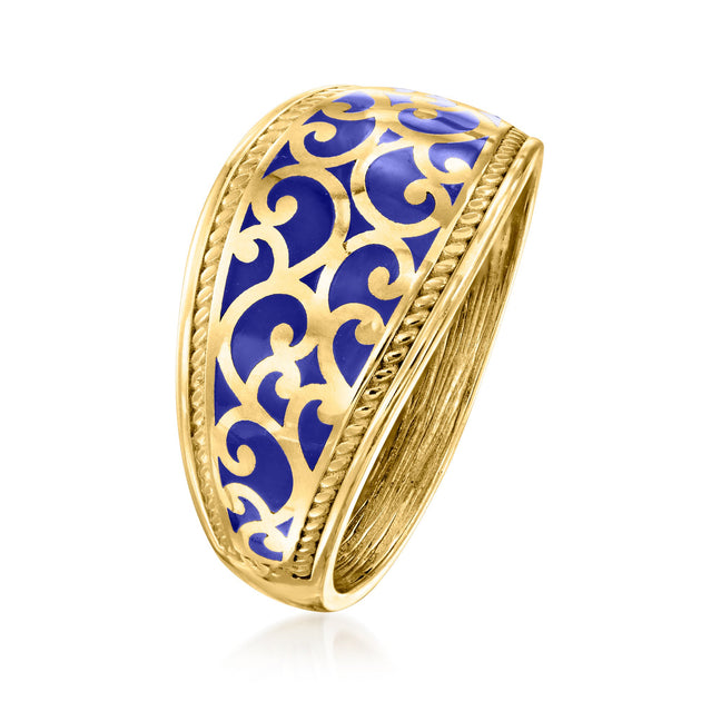 Ross-Simons Blue Enamel Scrollwork Ring Blue US 6 4