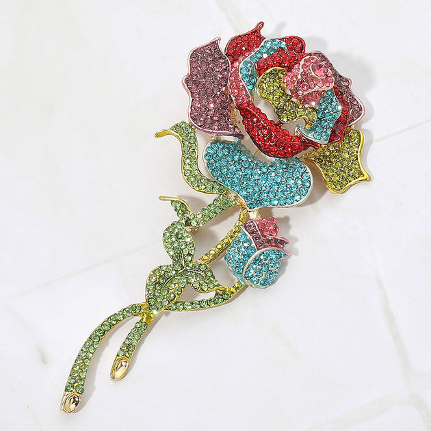 FASHNZFAB Rose Stem Pin Brooch Silver One Size 4