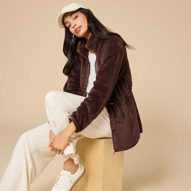 SOFTiES Dream Plush Zip Jacket Brown Small 3