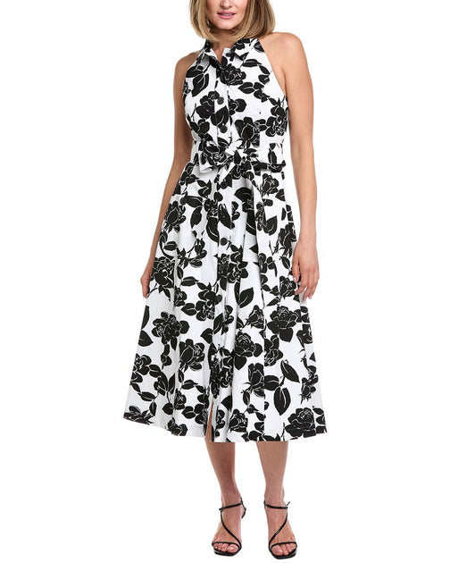 Carolina Herrera Printed Midi Dress Black US 0 2