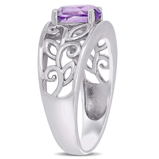 Mimi & Max Solitaire Ring Sterling Silver Purple US 7 4
