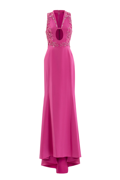 Saiid Kobeisy Embroidered Crepe Dress Pink EU 34 2