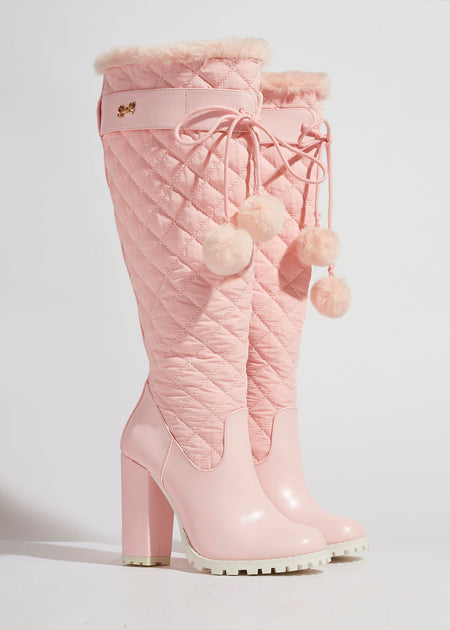 SPARKL COCO Knee High Puffer Boot Pink US 11 3