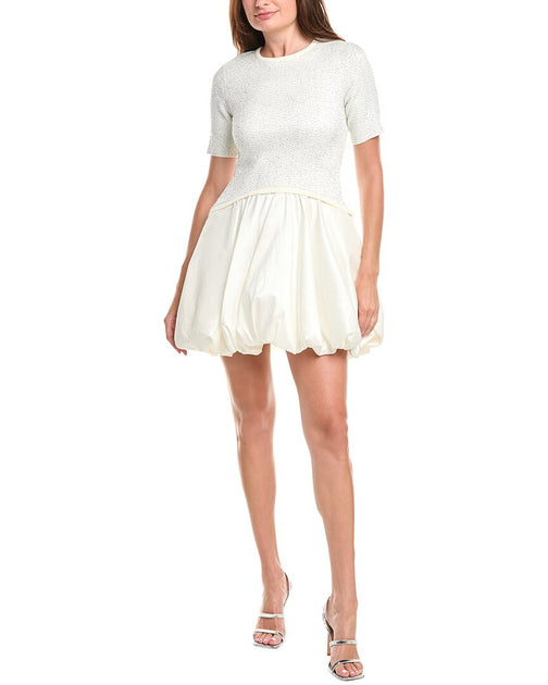 SIMKHAI Kenz Knit Combo Ruffle Mini Dress White Small 2