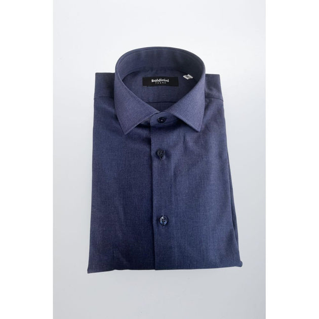 Baldinini Trend Cotton Men Shirt Blue Large 4
