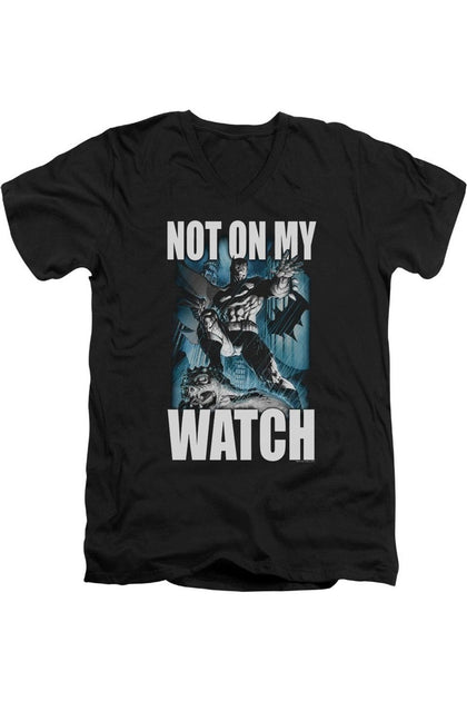 Gildan Batman Not On My Watch V Neck T-Shirt Black Medium 2