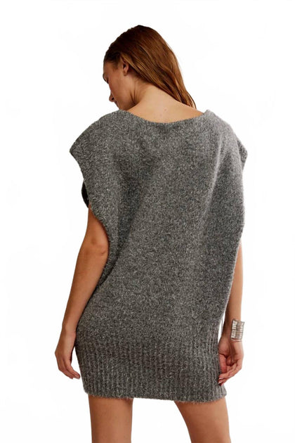 Free People Talia Strick Mini Kleid Grau XSmall 4