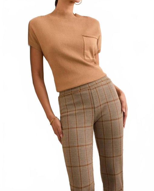 TRIBAL Plaid Knit Ponte Pull-On Ankle Pants Brown Large 3