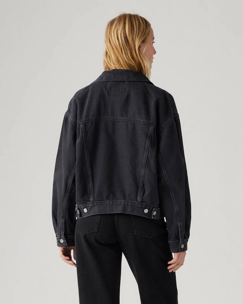 Levi's 90s Trucker Jacket Women's Black Denim Button Front Relaxed
