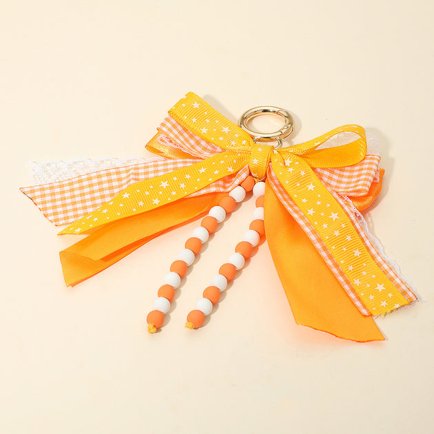 FASHNZFAB Game Day Triple Layered Bow Bag Charm Silver 5