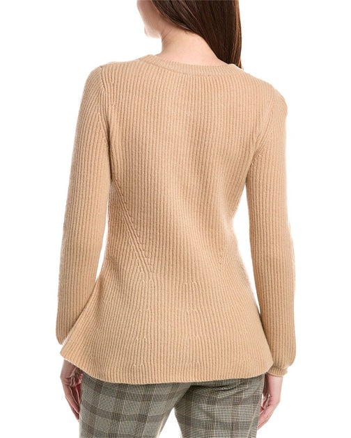 Elie Tahari Peplum Cashmere Sweater Brown Small 3